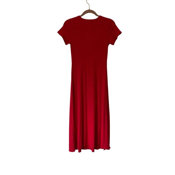 See You Monday Red Short Sleeve Maxi Dress With Side Slit Size M - Picture 10 of 10
